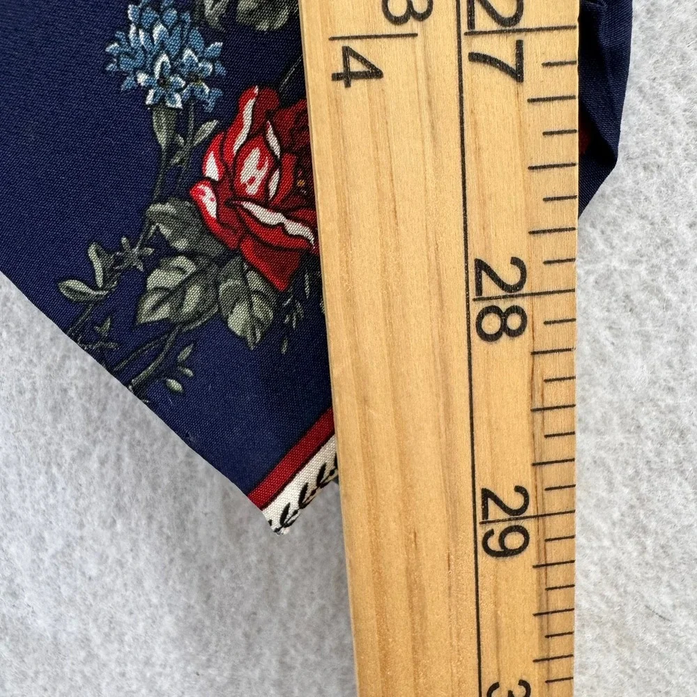 100%‎ Silk Giofer Floral Necktie Navy Blue, Red, Yellow Floral Print Italian 58